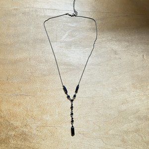 Black Gemstone Y Necklace